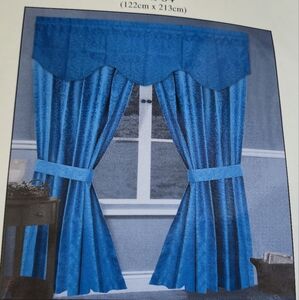Nicole Blue Damask Curtains